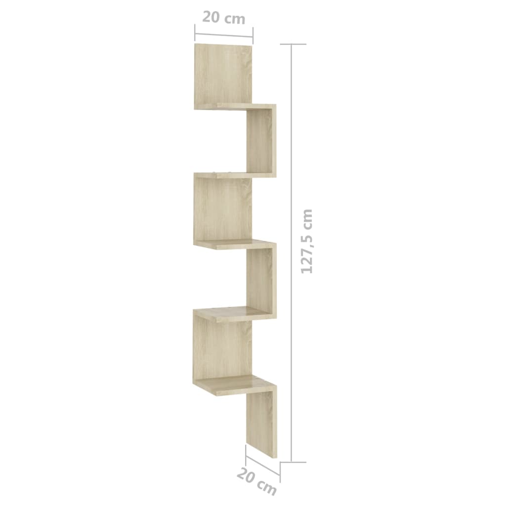 8720286596982_g_en_hd_6 vidaXL Wall Corner Shelf Sonoma Oak 20x20x127.5 cm Engineered Wood - Image 8