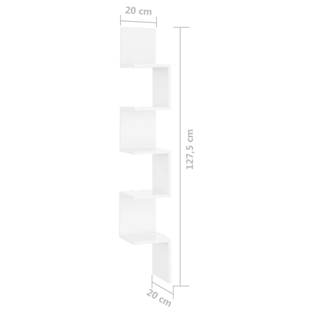 8720286597019_g_en_hd_6 vidaXL Wall Corner Shelf High Gloss White 20x20x127.5 cm Engineered Wood - Image 8