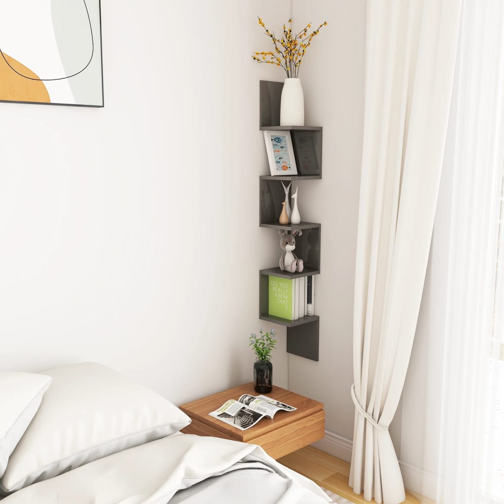 8720286597033_g_en_hd_3 vidaXL Wall Corner Shelf High Gloss Grey 20x20x127.5 cm Engineered Wood - Image 5