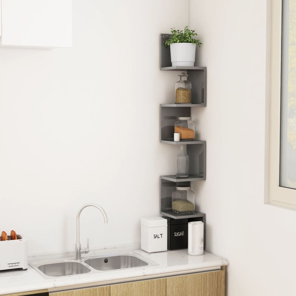 8720286597033_g_en_hd_4 vidaXL Wall Corner Shelf High Gloss Grey 20x20x127.5 cm Engineered Wood - Image 6