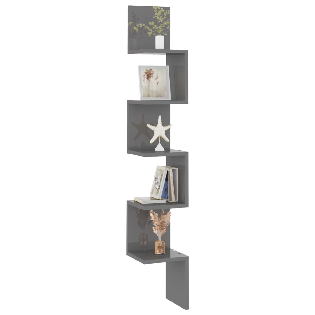 8720286597033_g_en_hd_5 vidaXL Wall Corner Shelf High Gloss Grey 20x20x127.5 cm Engineered Wood - Image 7