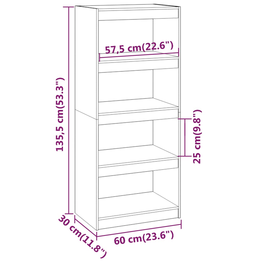 8720286608685_g_en_hd_6 vidaXL Book Cabinet/Room Divider 60x30x135.5 cm Solid Wood Pine - Image 9