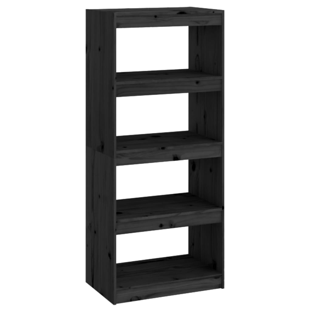 8720286608722_a_en_hd_1 vidaXL Book Cabinet/Room Divider Black 60x30x135.5 cm Solid Wood Pine - Image 2