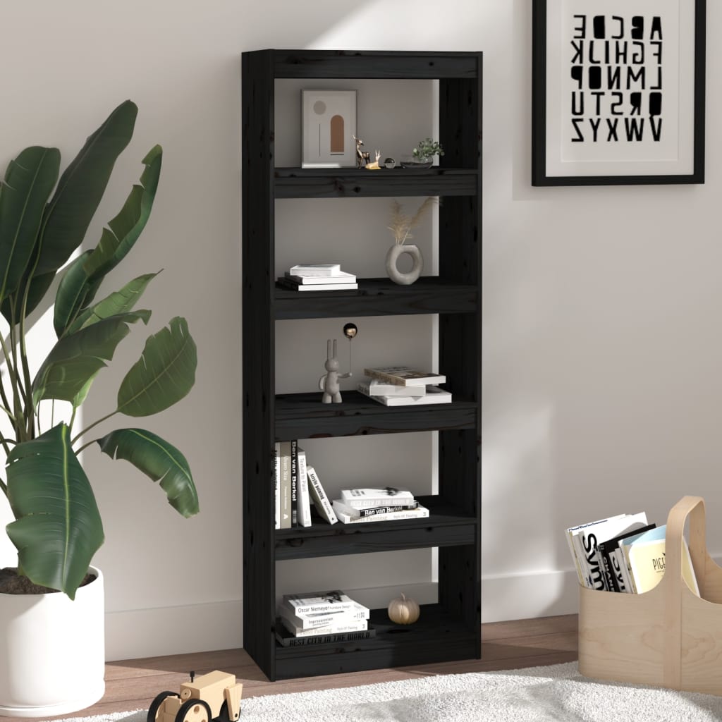 8720286608777_g_en_hd_4 vidaXL Book Cabinet/Room Divider Black 60x30x167.5 cm Solid Wood Pine - Image 7