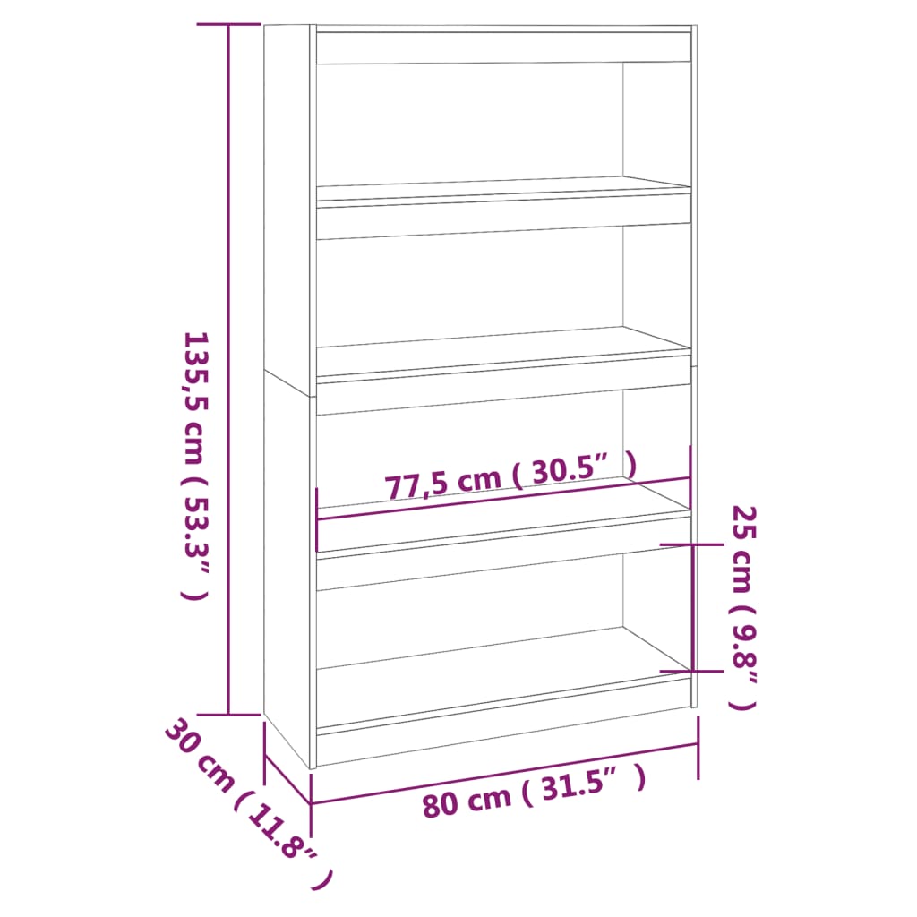 8720286608937_g_en_hd_6 vidaXL Book Cabinet/Room Divider 80x30x135.5 cm Solid Wood Pine - Image 9