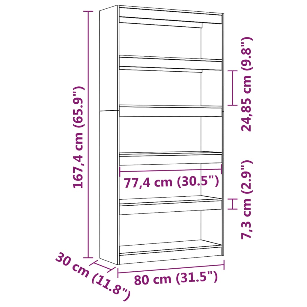 8720286608982_g_en_hd_6 vidaXL Book Cabinet/Room Divider 80x30x167.4 cm Solid Wood Pine - Image 9