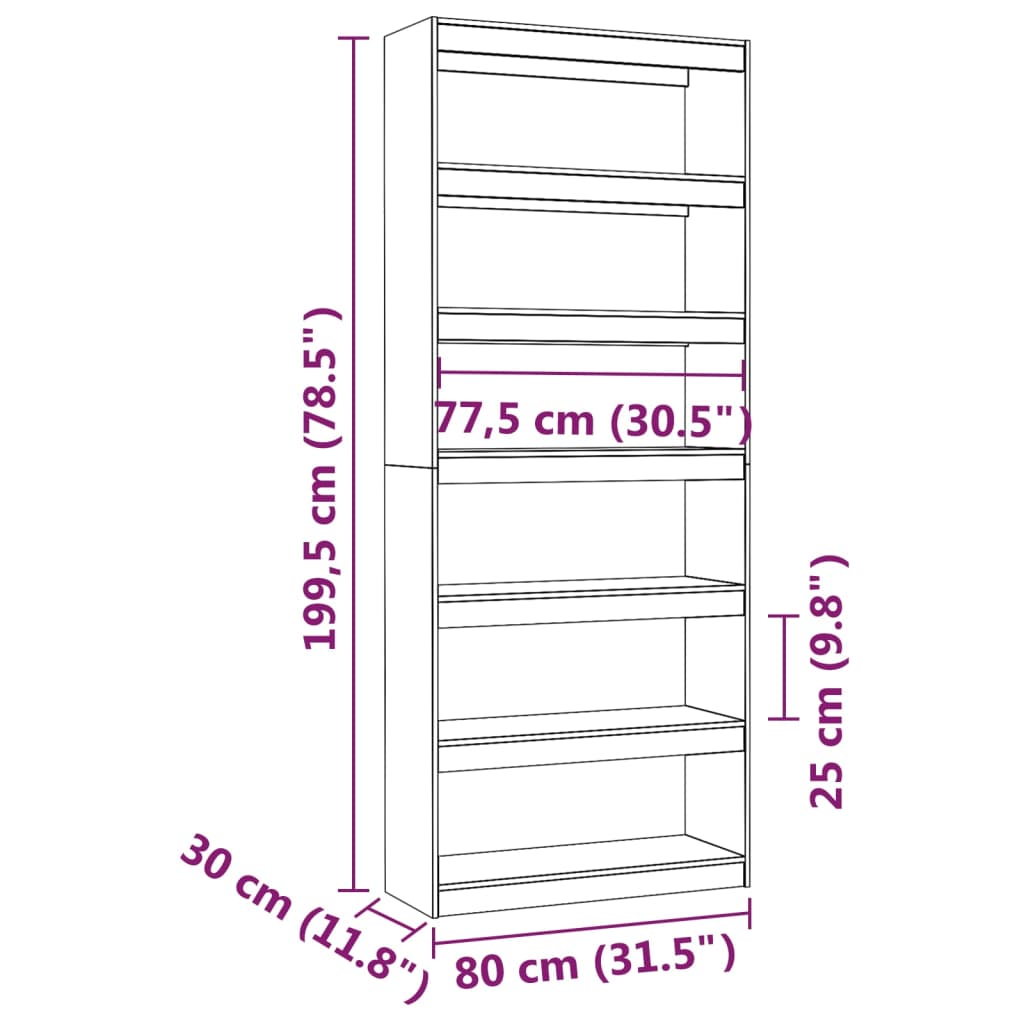 8720286609033_g_en_hd_6 vidaXL Book Cabinet/Room Divider 80x30x199.5 cm Solid Wood Pine - Image 9