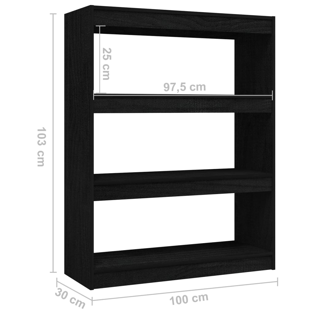 8720286609170_g_en_hd_6 vidaXL Book Cabinet/Room Divider Black 100x30x103 cm Solid Pinewood - Image 9
