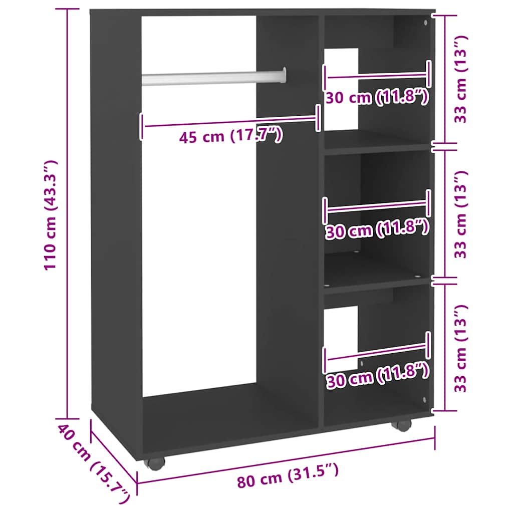 8720286610527_g_en_hd_5 vidaXL Wardrobe Black 80x40x110 cm Engineered Wood - Image 8