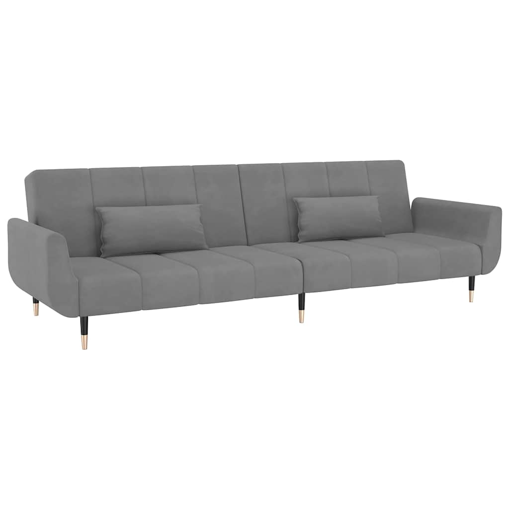 8720286635001_a_en_hd_1 vidaXL 2-Seater Sofa Bed with Two Pillows Light Grey Velvet - Image 2