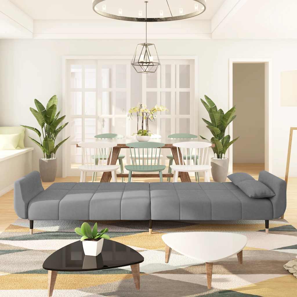 8720286635001_g_en_hd_1 vidaXL 2-Seater Sofa Bed with Two Pillows Light Grey Velvet - Image 3