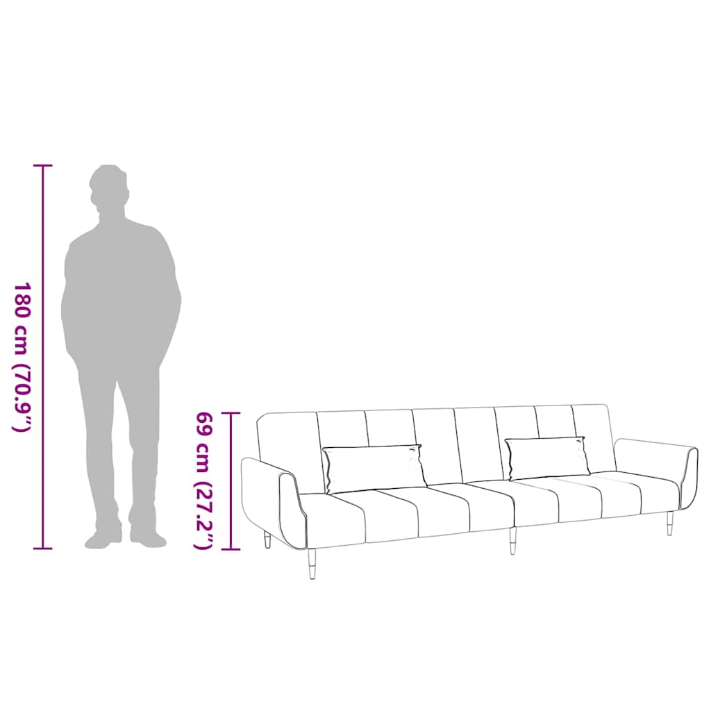 8720286635001_g_en_hd_11 vidaXL 2-Seater Sofa Bed with Two Pillows Light Grey Velvet - Image 13