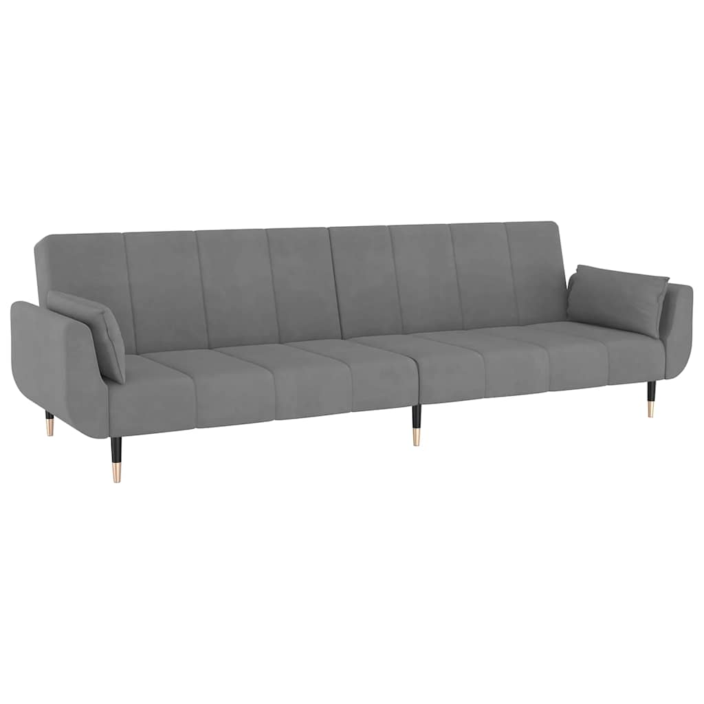 8720286635001_g_en_hd_2 vidaXL 2-Seater Sofa Bed with Two Pillows Light Grey Velvet - Image 4
