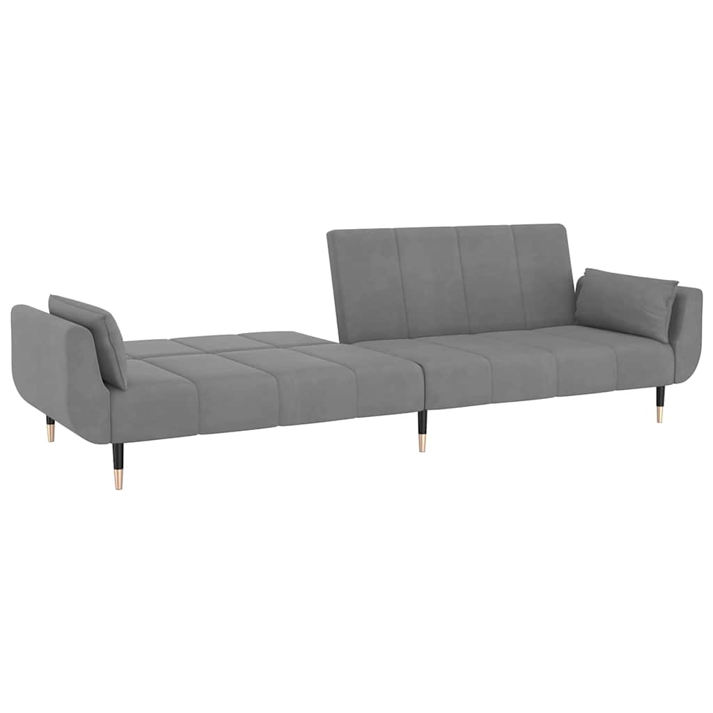 8720286635001_g_en_hd_4 vidaXL 2-Seater Sofa Bed with Two Pillows Light Grey Velvet - Image 6