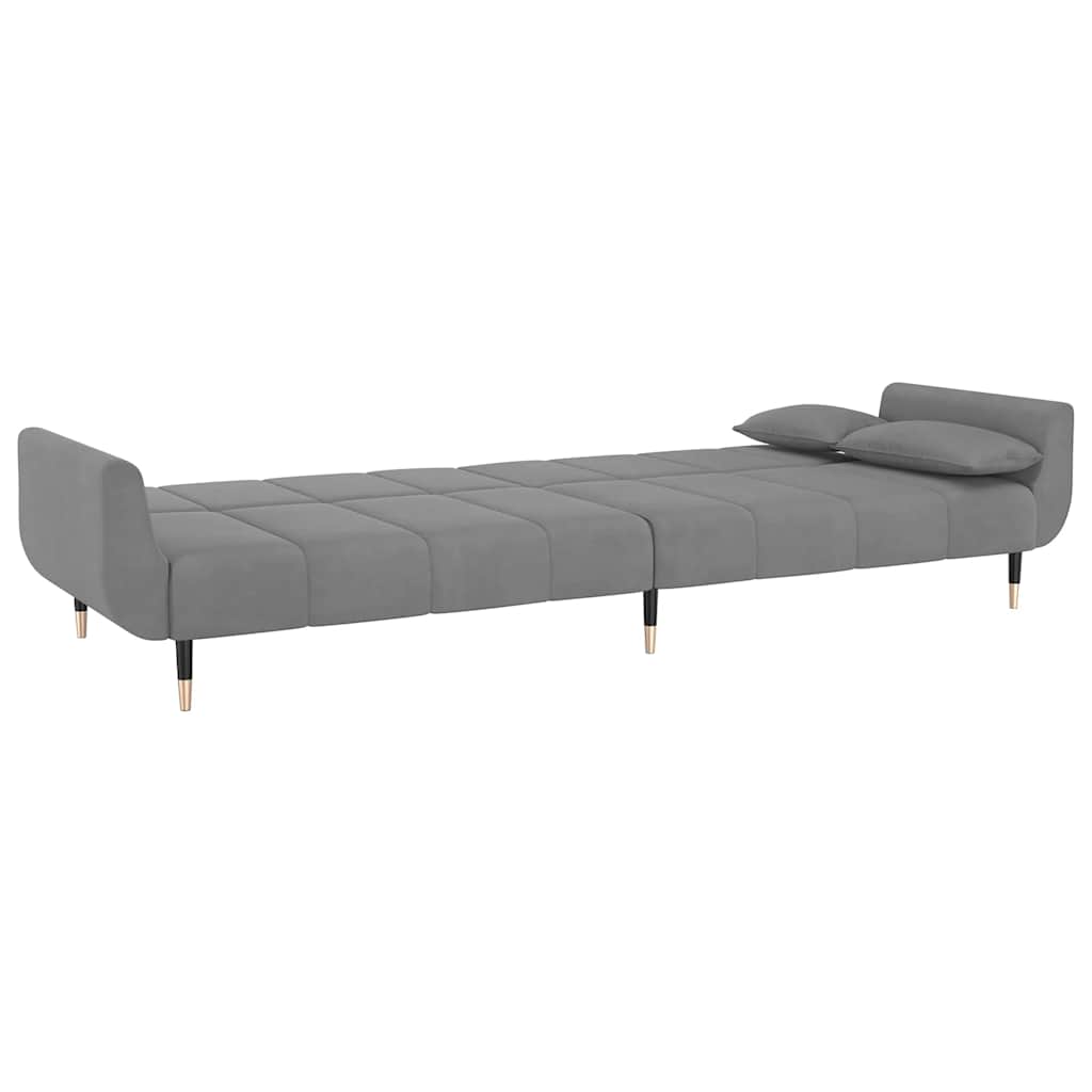 8720286635001_g_en_hd_5 vidaXL 2-Seater Sofa Bed with Two Pillows Light Grey Velvet - Image 7