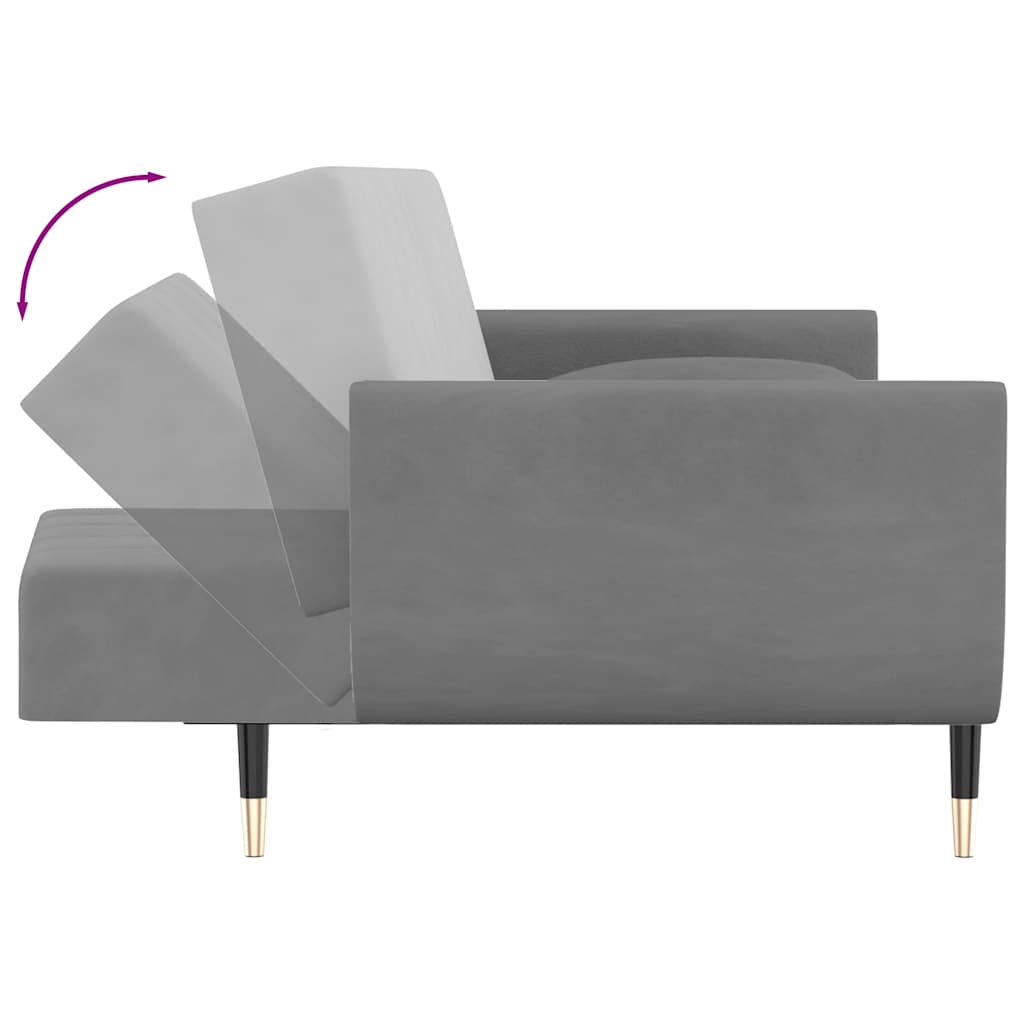 8720286635001_g_en_hd_7 vidaXL 2-Seater Sofa Bed with Two Pillows Light Grey Velvet - Image 9