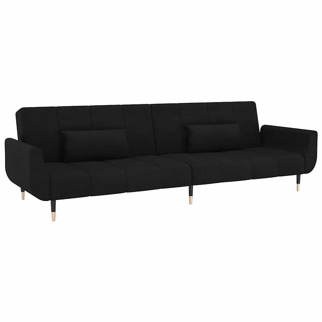 8720286635063_a_en_hd_1 vidaXL 2-Seater Sofa Bed with Two Pillows Black Velvet - Image 2