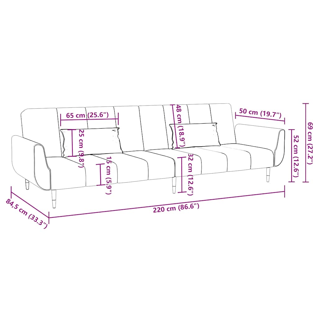 8720286635063_g_en_hd_10 vidaXL 2-Seater Sofa Bed with Two Pillows Black Velvet - Image 12