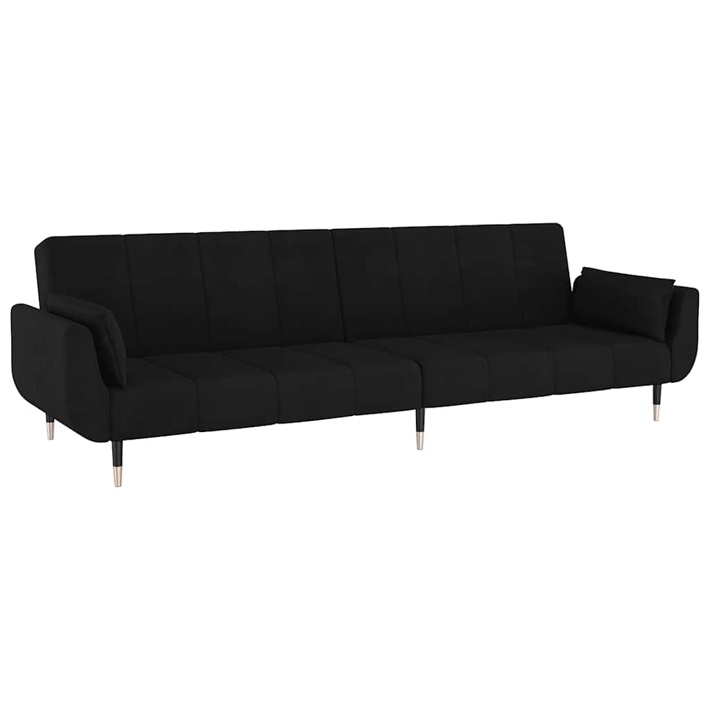 8720286635063_g_en_hd_2 vidaXL 2-Seater Sofa Bed with Two Pillows Black Velvet - Image 4