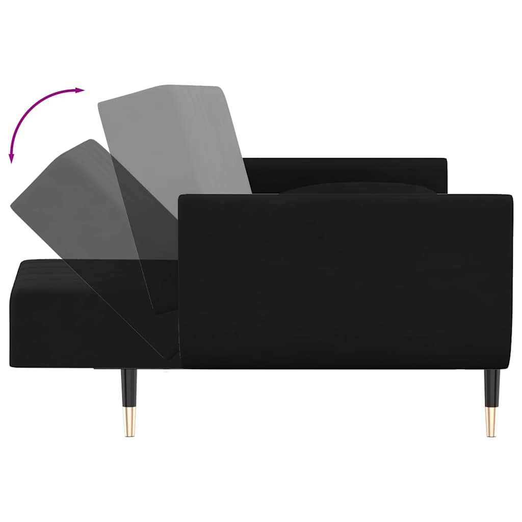 8720286635063_g_en_hd_7 vidaXL 2-Seater Sofa Bed with Two Pillows Black Velvet - Image 9
