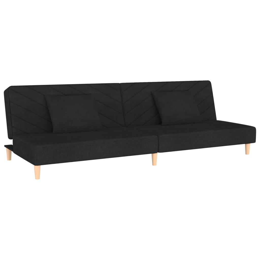 8720286635124_a_en_hd_1 vidaXL 2-Seater Sofa Bed with Two Pillows Black Fabric - Image 2