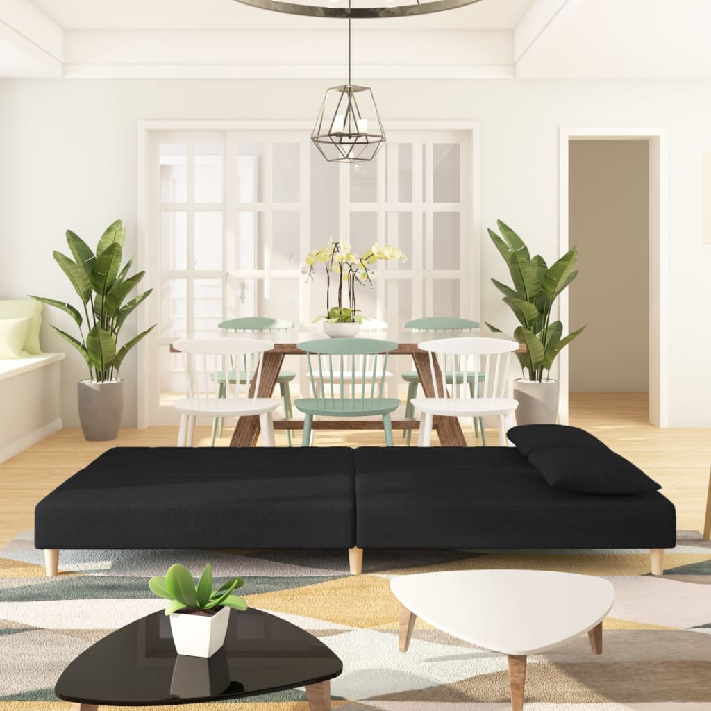 8720286635124_g_en_hd_1 vidaXL 2-Seater Sofa Bed with Two Pillows Black Fabric - Image 3