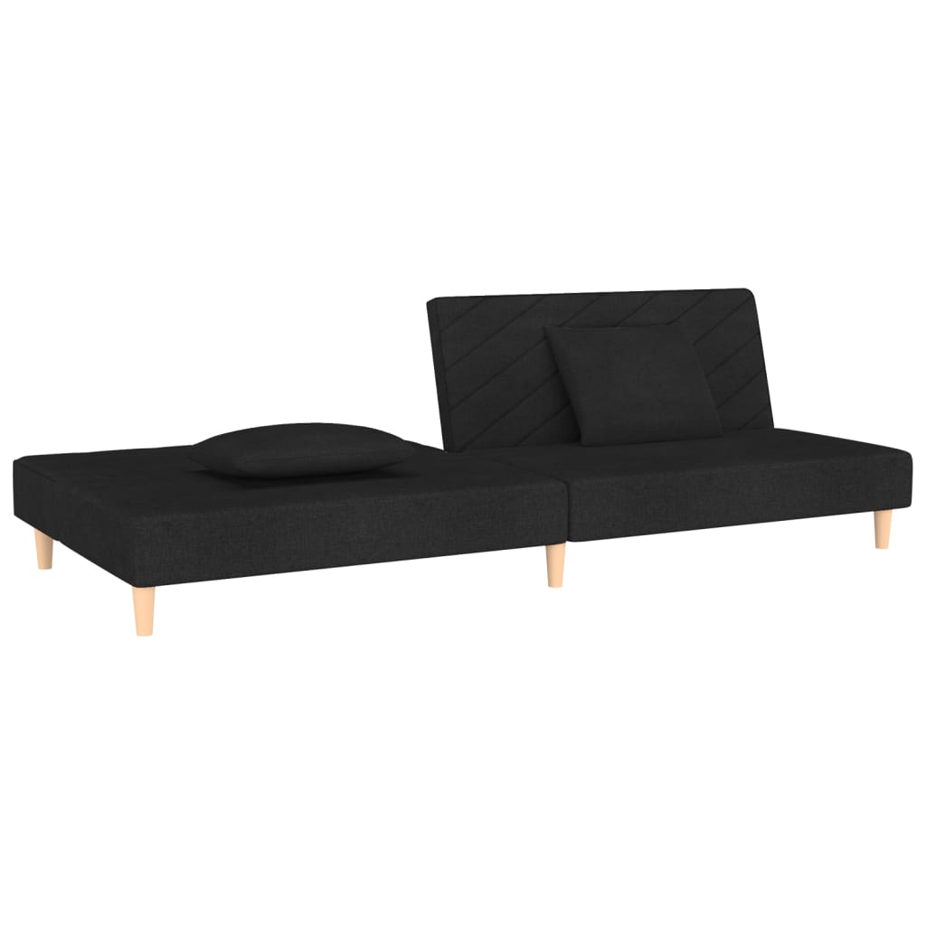 8720286635124_g_en_hd_3 vidaXL 2-Seater Sofa Bed with Two Pillows Black Fabric - Image 5