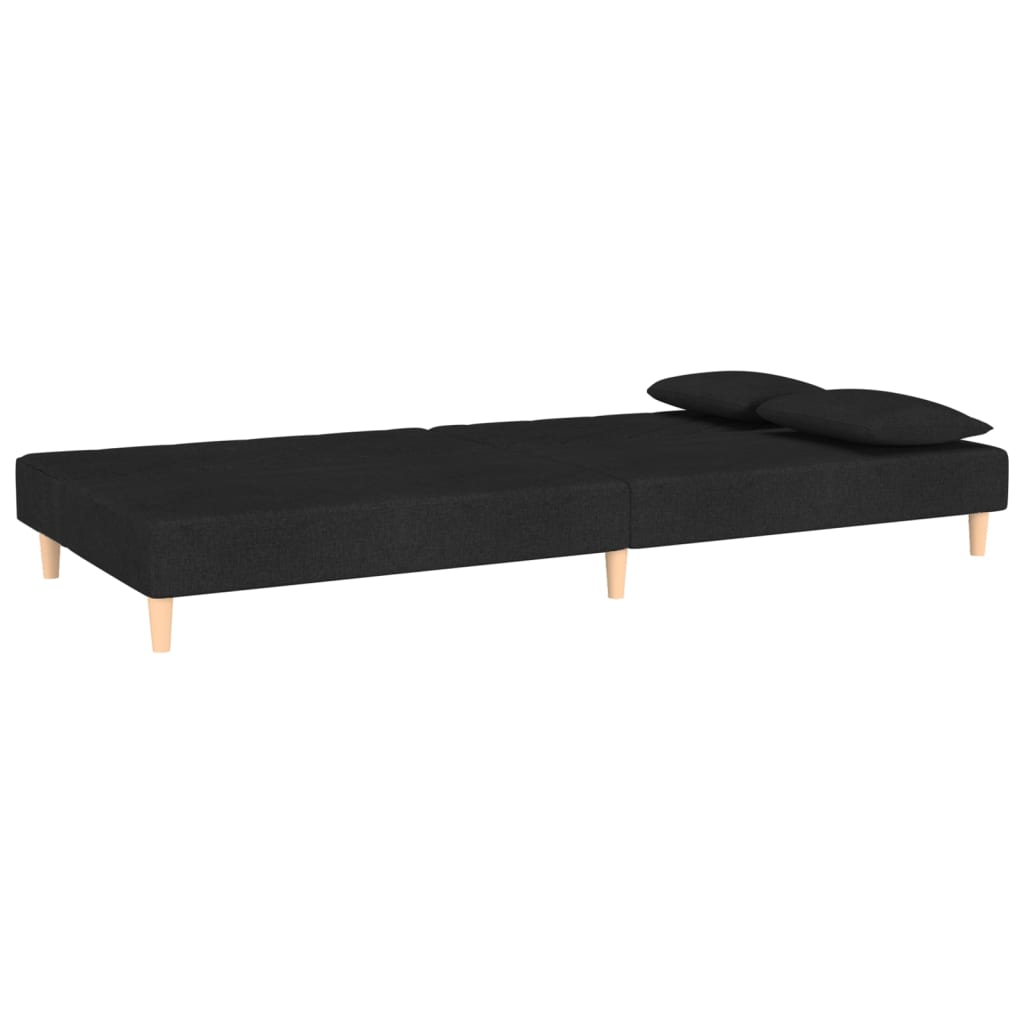 8720286635124_g_en_hd_4 vidaXL 2-Seater Sofa Bed with Two Pillows Black Fabric - Image 6