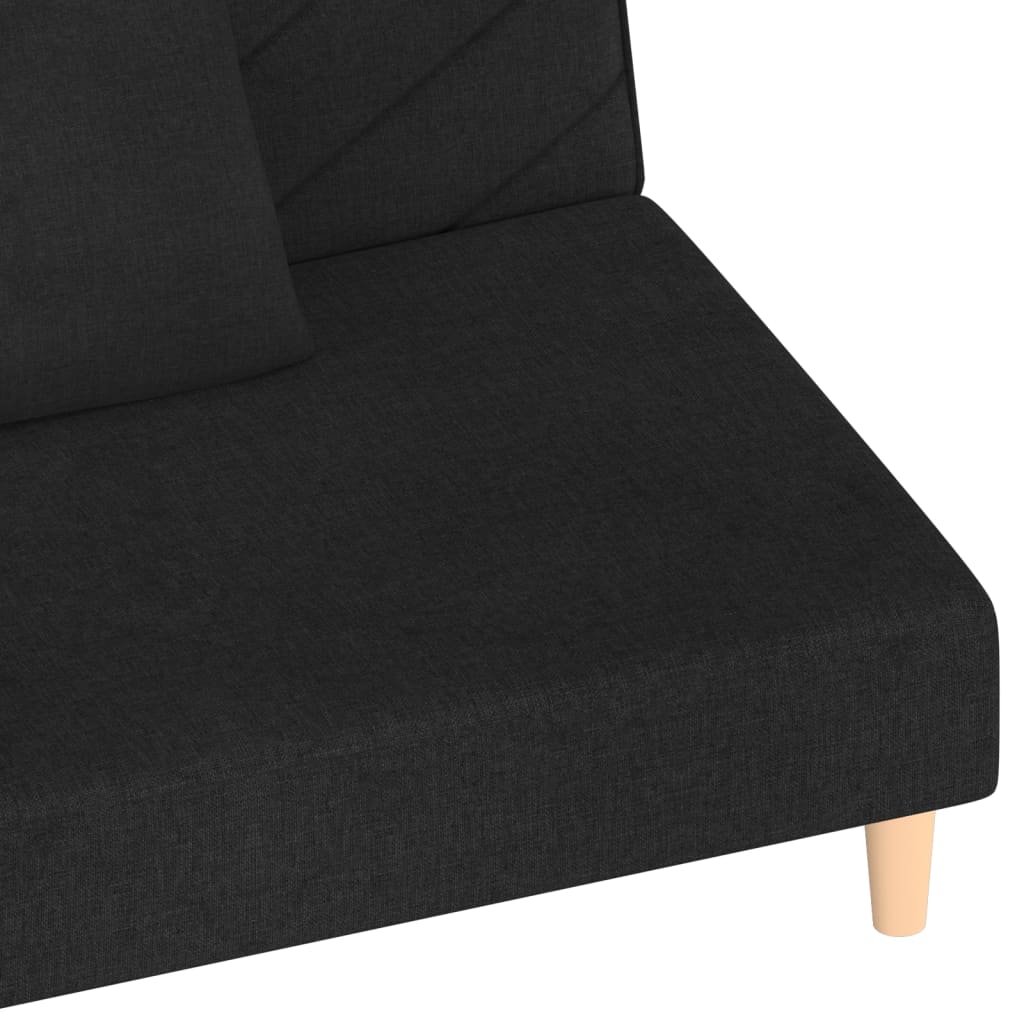 8720286635124_g_en_hd_7 vidaXL 2-Seater Sofa Bed with Two Pillows Black Fabric - Image 9