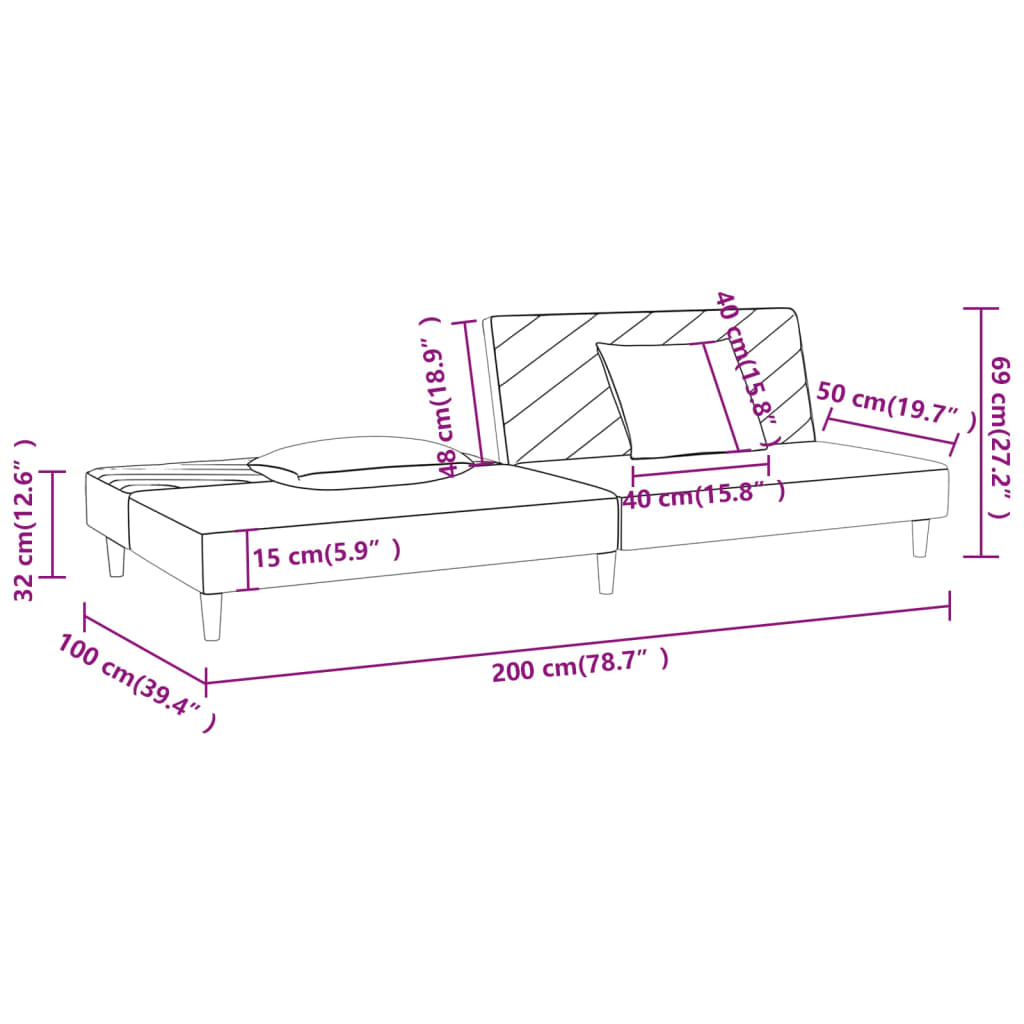 8720286635124_g_en_hd_9 vidaXL 2-Seater Sofa Bed with Two Pillows Black Fabric - Image 11