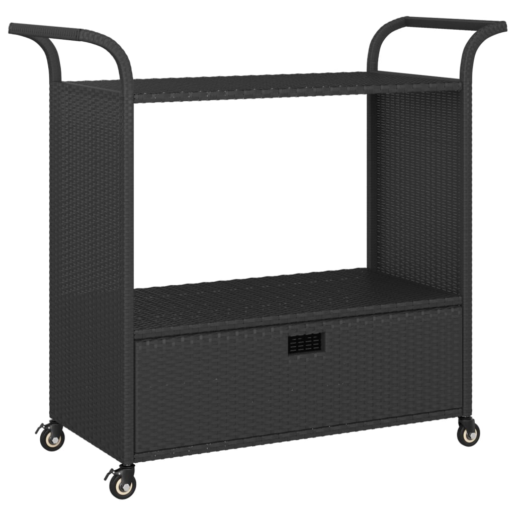 8720286638231_a_en_hd_1 vidaXL Bar Cart with Drawer Black 100x45x97 cm Poly Rattan - Image 2