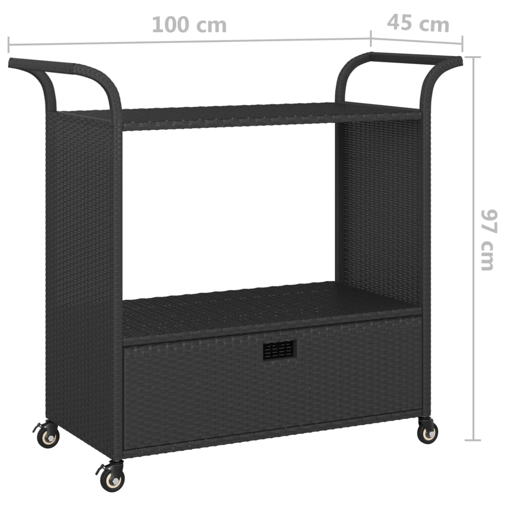 8720286638231_g_en_hd_5 vidaXL Bar Cart with Drawer Black 100x45x97 cm Poly Rattan - Image 7