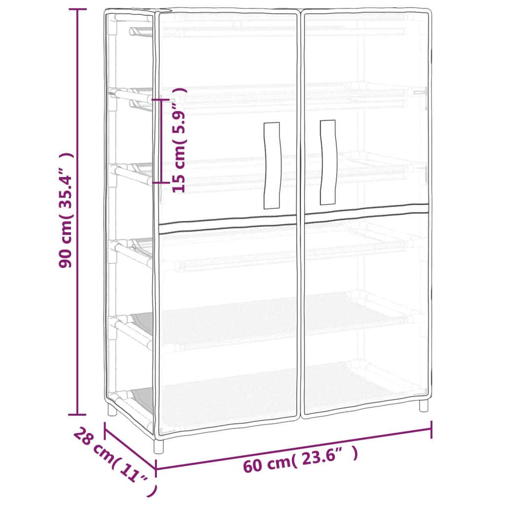 8720286640838_g_en_hd_6 vidaXL Shoe Cabinet Grey 60x28x90 cm Fabric - Image 8