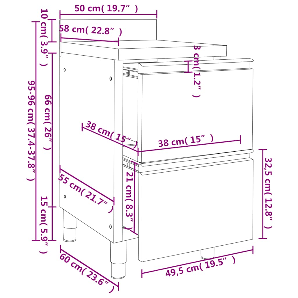 8720286642108_g_en_hd_7 vidaXL Commercial Kitchen Cabinets 2 pcs 50x60x96 cm Stainless Steel - Image 8