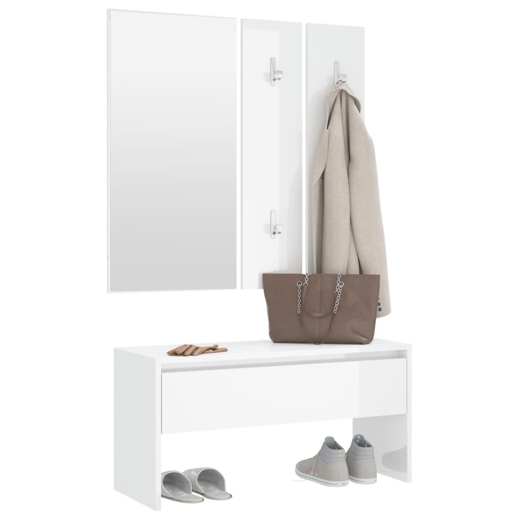 8720286643860_g_en_hd_2 vidaXL Hallway Furniture Set High Gloss White Engineered Wood - Image 4