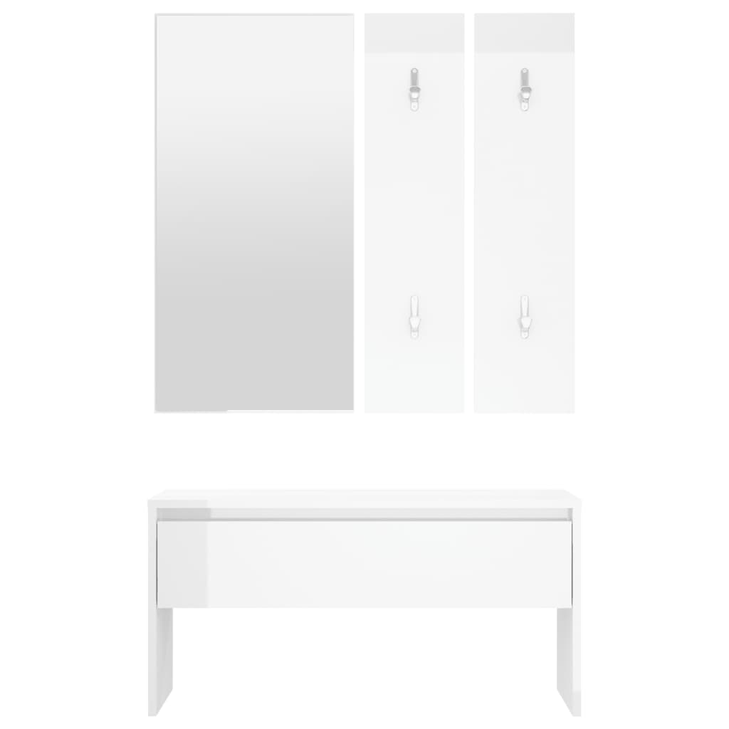 8720286643860_g_en_hd_3 vidaXL Hallway Furniture Set High Gloss White Engineered Wood - Image 5