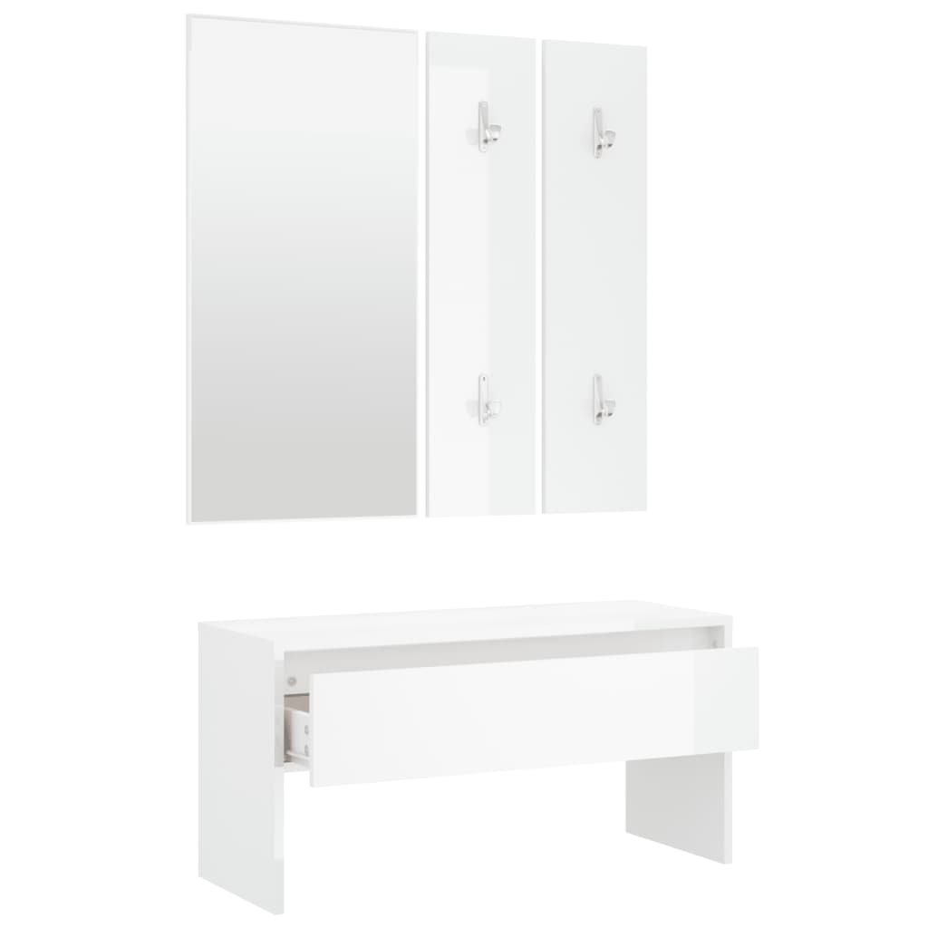 8720286643860_g_en_hd_4 vidaXL Hallway Furniture Set High Gloss White Engineered Wood - Image 6