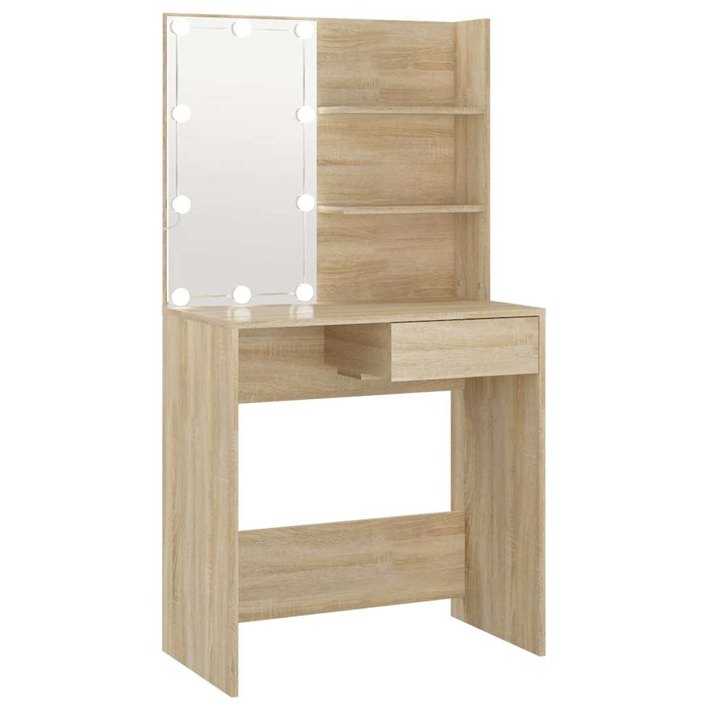 8720286644010_a_en_hd_1 vidaXL Dressing Table with LED Sonoma Oak 74.5x40x141 cm Engineered Wood - Image 2
