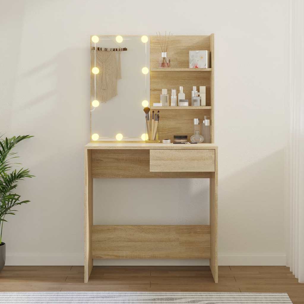 8720286644010_g_en_hd_2 vidaXL Dressing Table with LED Sonoma Oak 74.5x40x141 cm Engineered Wood - Image 5