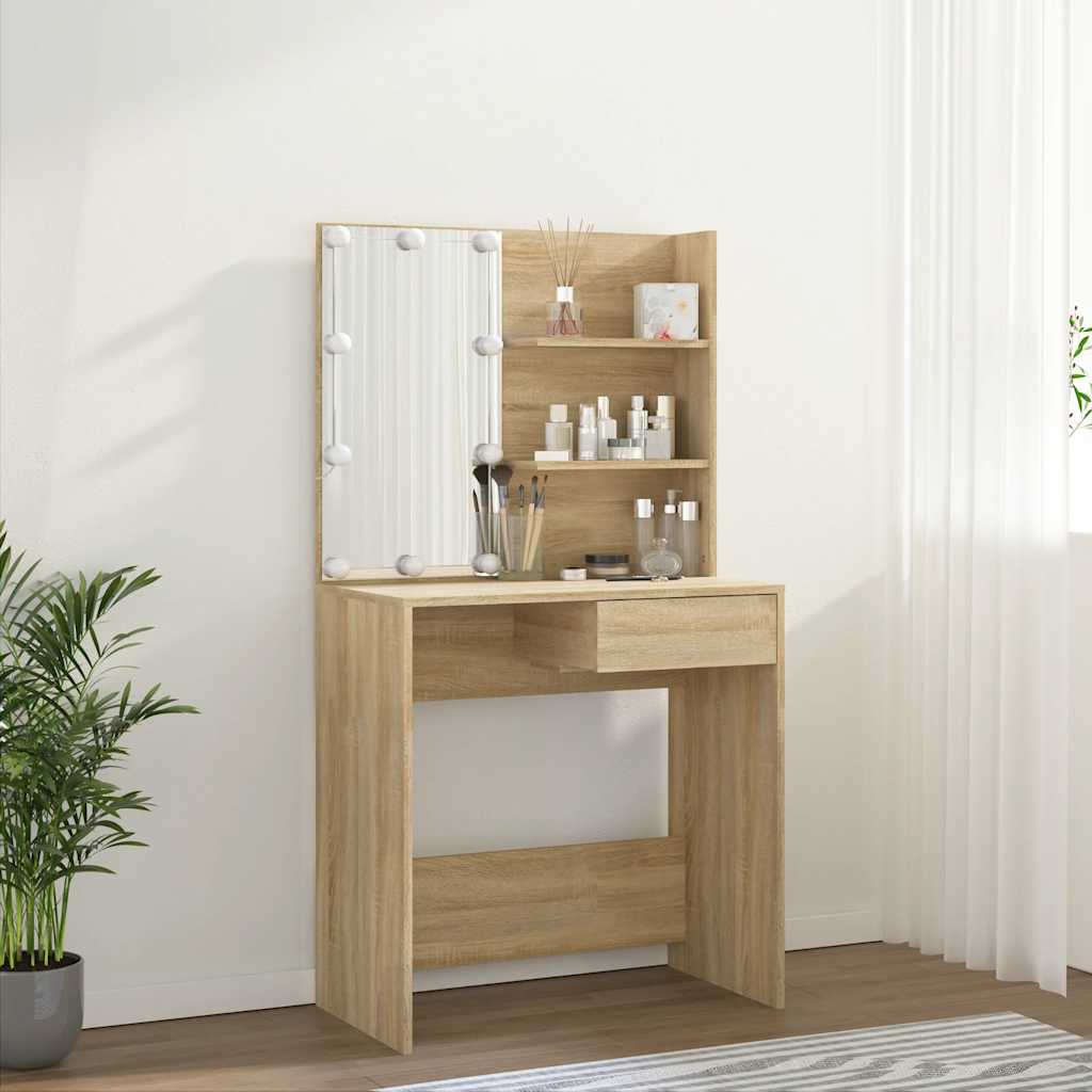 8720286644010_g_en_hd_3 vidaXL Dressing Table with LED Sonoma Oak 74.5x40x141 cm Engineered Wood - Image 6
