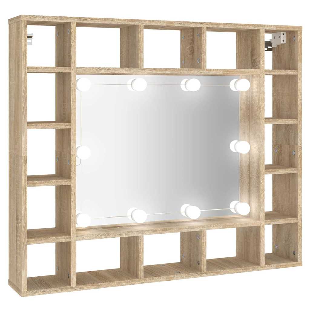8720286644645_a_en_hd_1 vidaXL Mirror Cabinet with LED Sonoma Oak 91x15x76.5 cm - Image 2