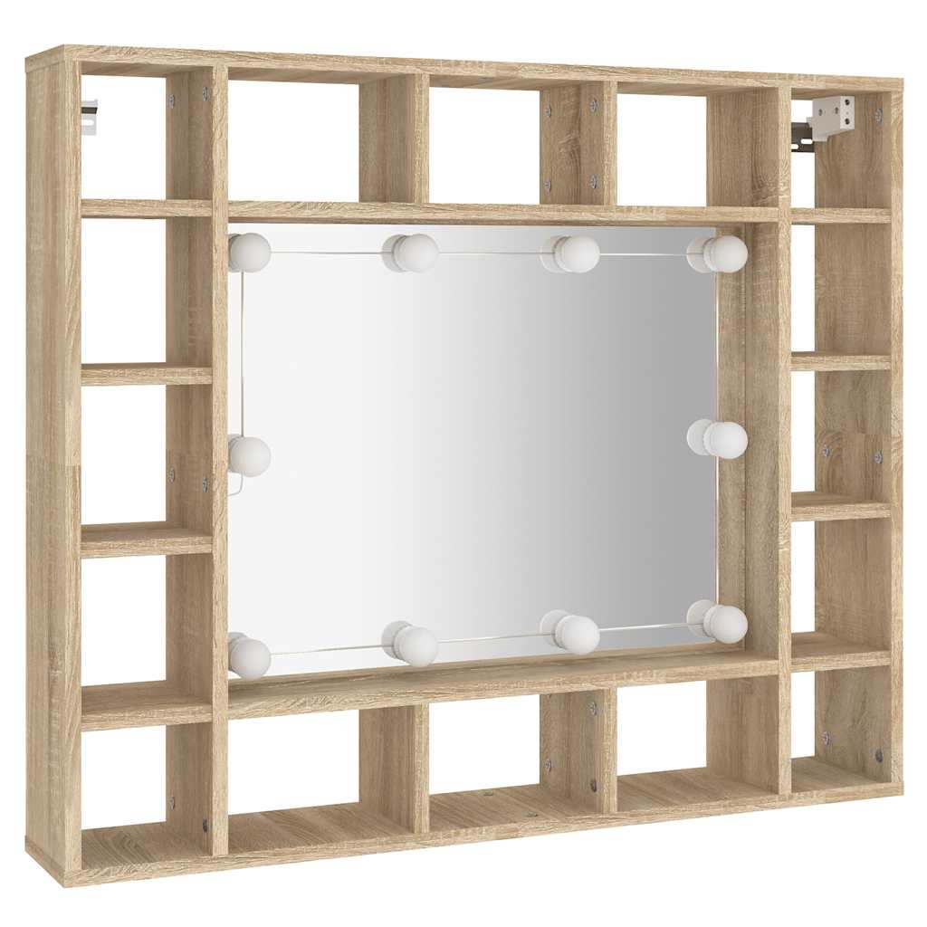 8720286644645_g_en_hd_1 vidaXL Mirror Cabinet with LED Sonoma Oak 91x15x76.5 cm - Image 3