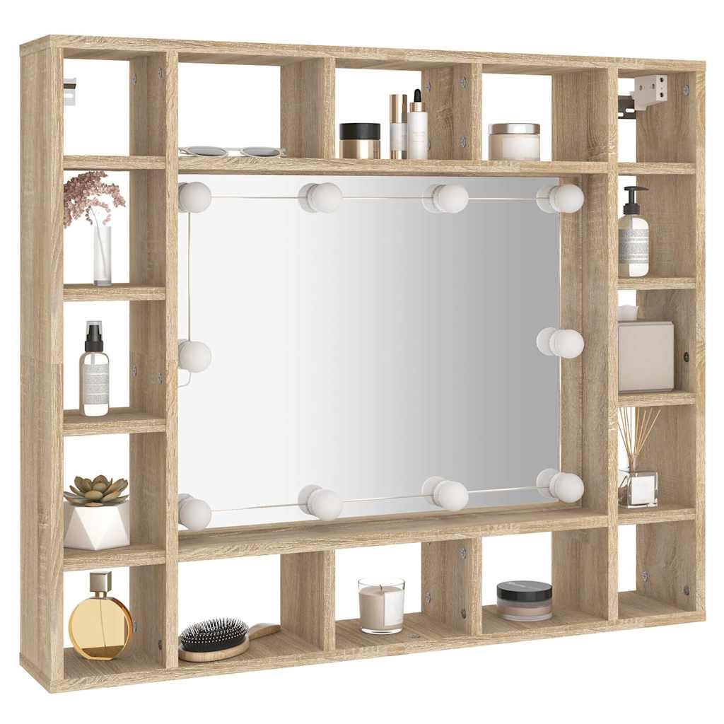 8720286644645_g_en_hd_4 vidaXL Mirror Cabinet with LED Sonoma Oak 91x15x76.5 cm - Image 6