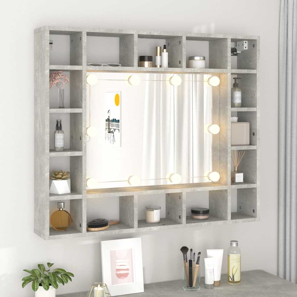 8720286644652_g_en_hd_2 vidaXL Mirror Cabinet with LED Concrete Grey 91x15x76.5 cm - Image 4
