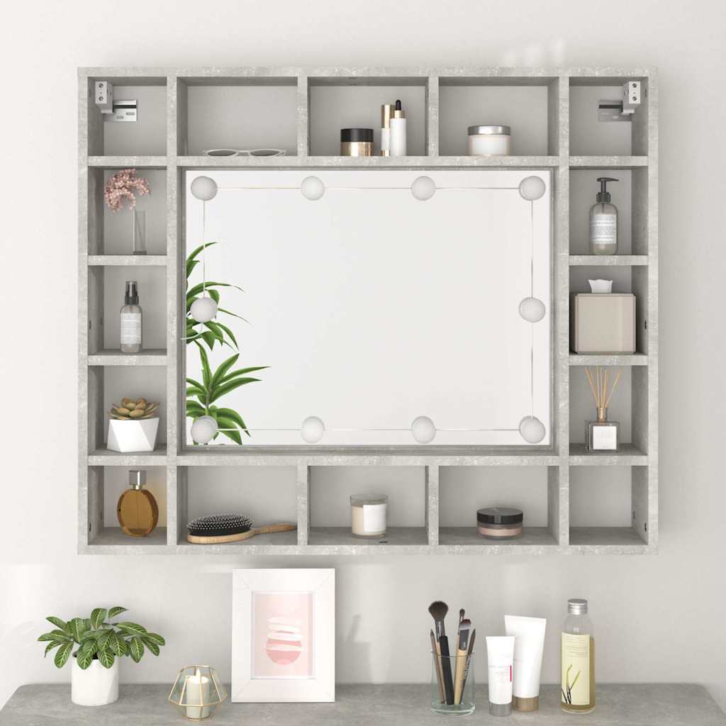 8720286644652_g_en_hd_3 vidaXL Mirror Cabinet with LED Concrete Grey 91x15x76.5 cm - Image 5