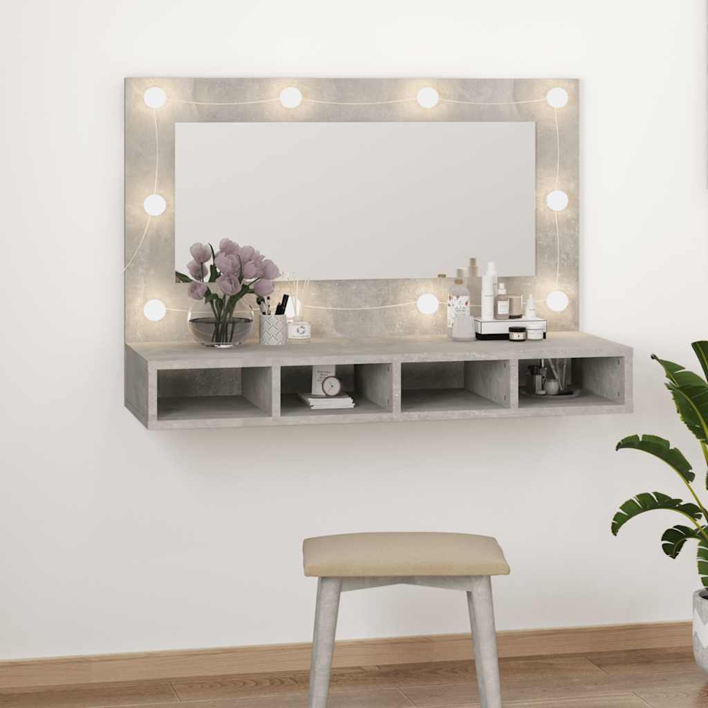 8720286644928_g_en_hd_1 vidaXL Mirror Cabinet with LED Concrete Grey 90x31.5x62 cm - Image 2