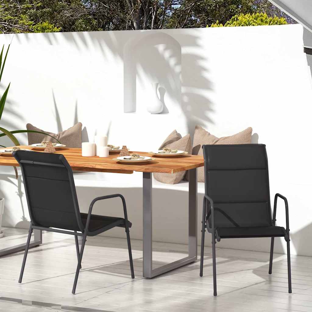 vidaXL Garden Chairs 2 pcs Steel and Textilene Black