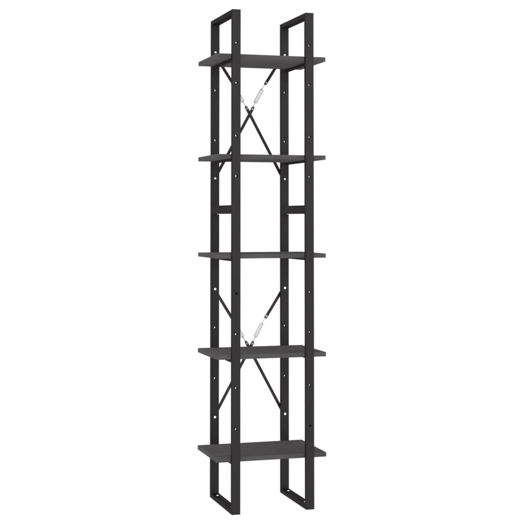 8720286649312_a_en_hd_1 vidaXL 5-Tier Book Cabinet Grey 40x30x175 cm Pinewood - Image 2