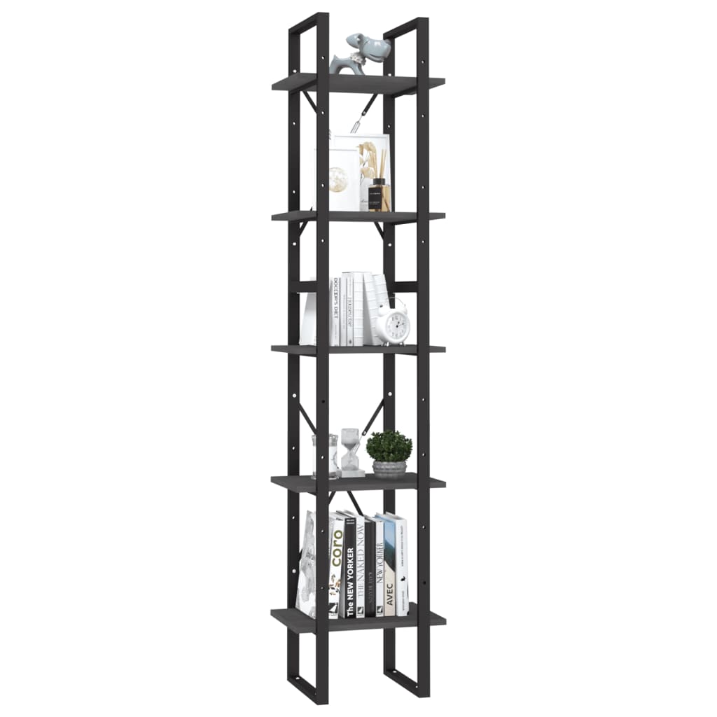 8720286649312_g_en_hd_1 vidaXL 5-Tier Book Cabinet Grey 40x30x175 cm Pinewood - Image 4