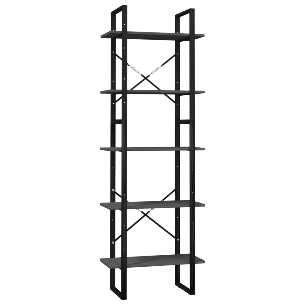 8720286649411_a_en_hd_1 vidaXL 5-Tier Book Cabinet Grey 60x30x175 cm Pinewood - Image 2